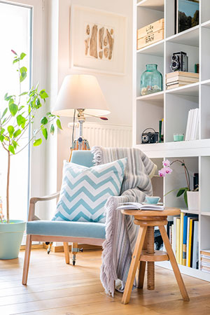 Your favourite chair, a small side desk, a comfortable reading lamp is practically all you will need to make a perfect reading nook. However, with a little effort, it could be so much more. If you have an unused alcove in the house, or within the chill-out room you are already decking out, you can put this to good use by installing bookshelves and a cushioned seating platform. Couple this with the three aforementioned items and you have yourself a perfect reading nook for you and a friend, complete with a mini-library.